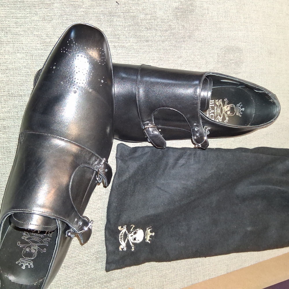 Elegant Black Leather Oxfords by Black - Picture 2 of 5